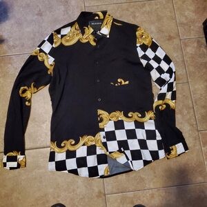 Reason Black and Gold Casual Button Down Shirt